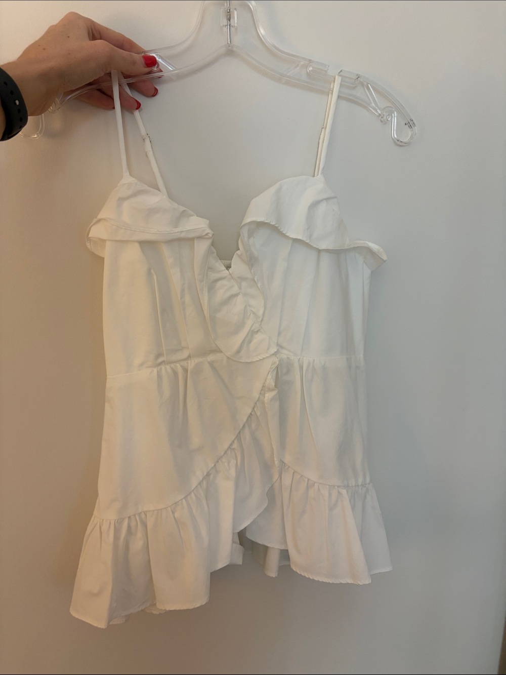 Lush White Ruffle Spaghetti Strap Camisole